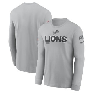 Men's Detroit Lions Nike Gray 2024 Salute To Service Long Sleeve T-Shirt