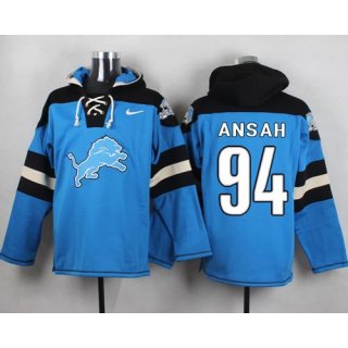 Nike Lions #94 Ziggy Ansah Blue Player Pullover NFL Hoodie