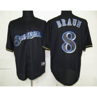 Brewers #8 Ryan Braun Black Fashion Stitched MLB Jersey