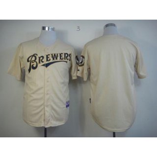 Brewers Blank Cream YOUNinorm Cool Base Stitched MLB Jersey