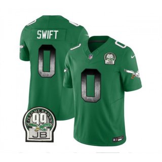 Men's Philadelphia Eagles #0 D'Andre Swift Green 2023 F.U.S.E. Throwback Vapor Untouchable Limited Stitched Football Jersey