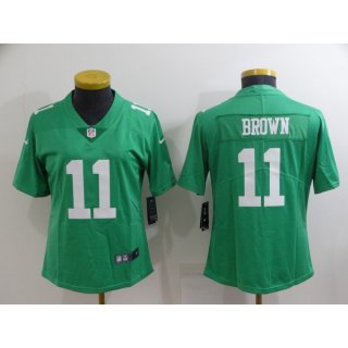 Women's Philadelphia Eagles #11 A. J. Brown Green Vapor Untouchable Limited Stitched Football Jersey(Run Small)