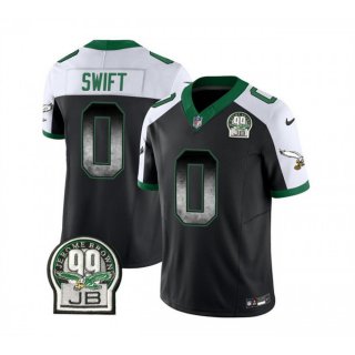 Men's Philadelphia Eagles #0 D'Andre Swift Black/White 2023 F.U.S.E. Throwback Vapor Untouchable Limited Stitched Football Jersey