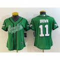 Women's Philadelphia Eagles #11 A. J. Brown Green Cool Base Stitched Baseball Jersey(Run Small)