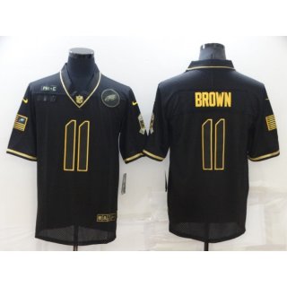 Men's Philadelphia Eagles #11 A. J. Brown Black/Gold Salute To Service Limited Stitched Jersey