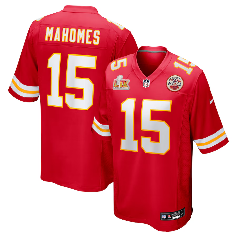 Men's Kansas City Chiefs Nike #15 Patrick Mahomes Super Bowl LIX Game Jersey - Red