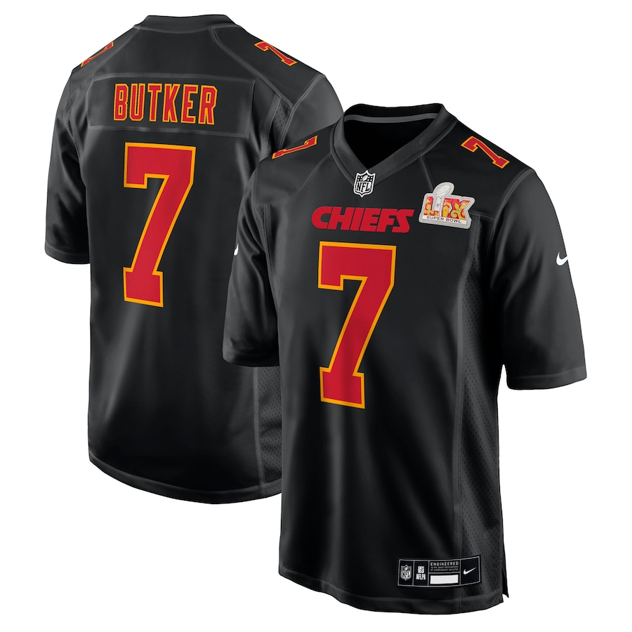 Harrison Butker Kansas City Chiefs Nike Super Bowl LIX Fashion Game Jersey - Carbon Black