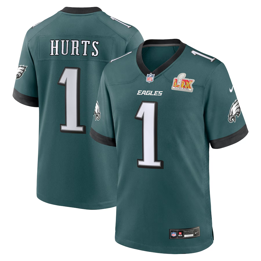 Jalen Hurts Philadelphia Eagles Nike Super Bowl LIX Game Player Jersey - Midnight Green