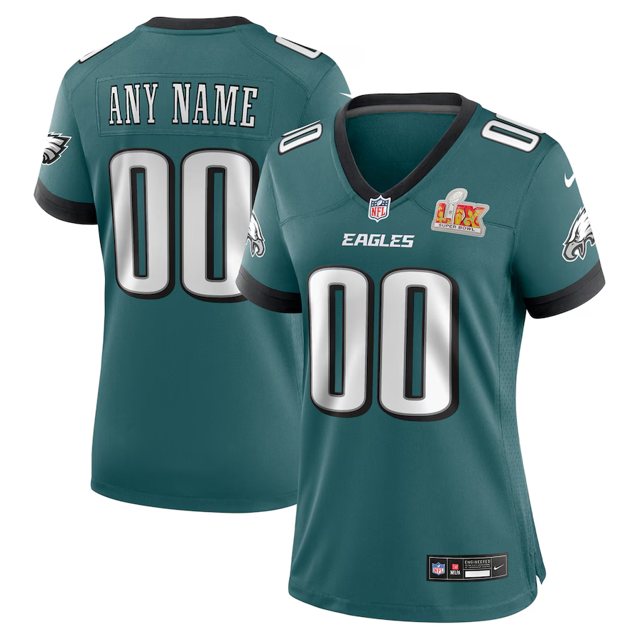 Philadelphia Eagles Nike Women's Super Bowl LIX Custom Game Jersey - Midnight Green